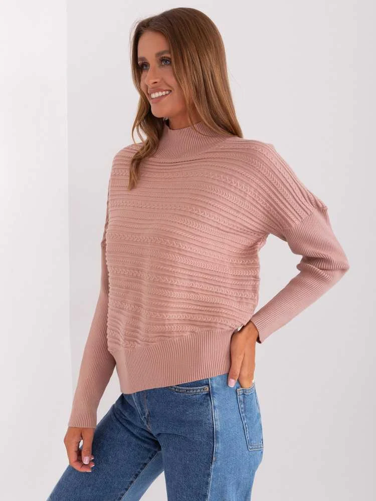 Wool Fashion Italia Megztinis-AT-SW-2368.36X-tamsiai rožinis