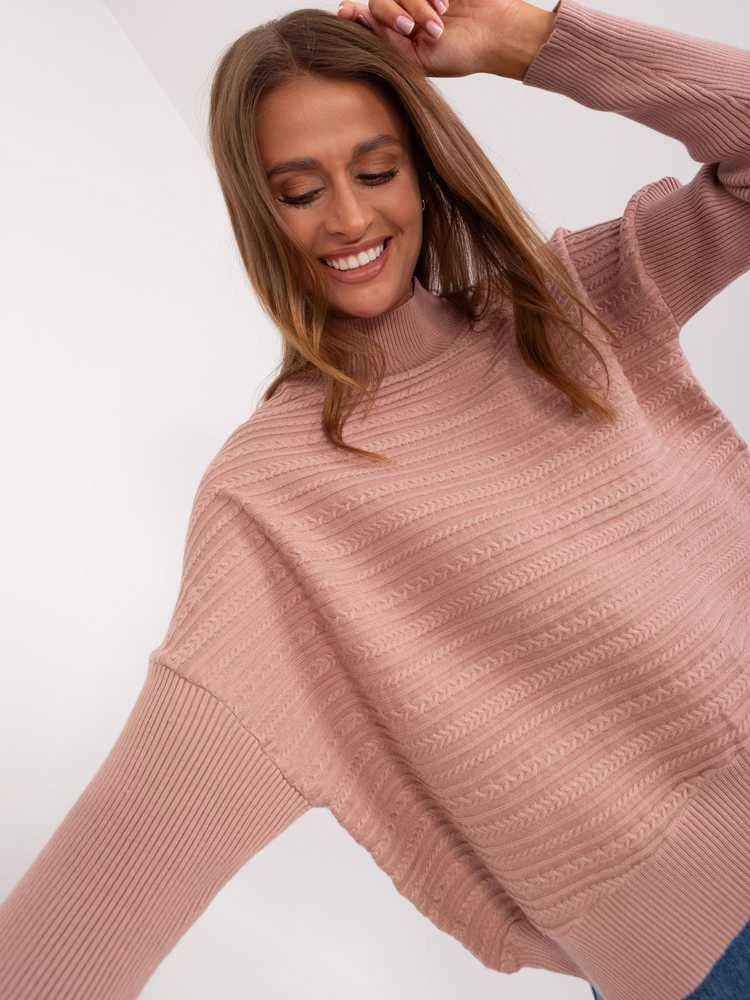 Wool Fashion Italia Megztinis-AT-SW-2368.36X-tamsiai rožinis