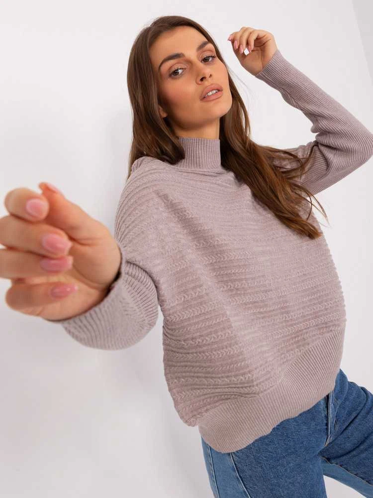 Wool Fashion Italia Megztinis-AT-SW-2368.36X-tamsiai smėlio spalvos