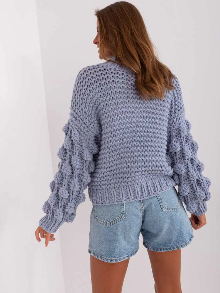 Wool Fashion Italia Megztinis-AT-SW-2382.97P-pilka-mėlyna