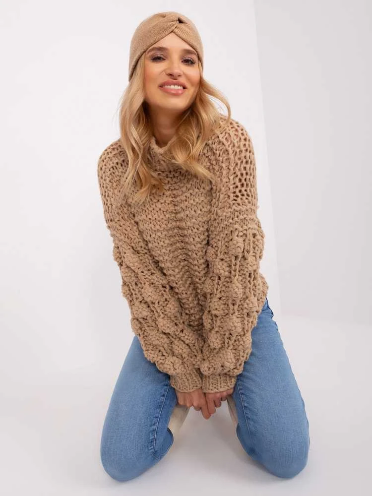 Wool Fashion Italia Megztinis-AT-SW-2382.97P-smėlio spalvos