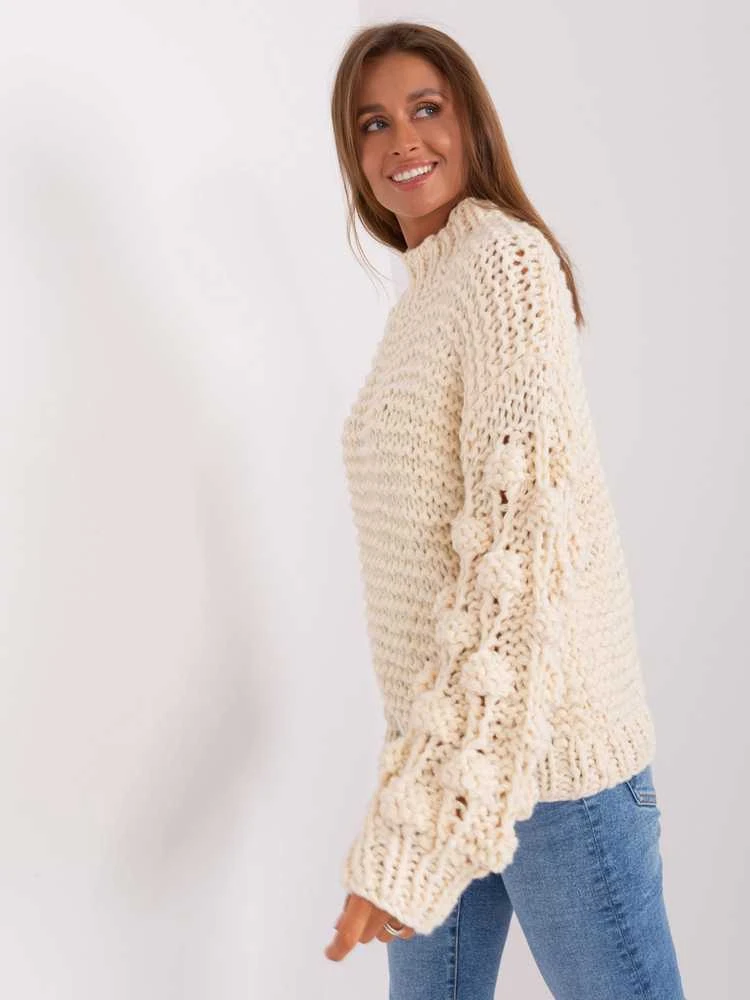 Wool Fashion Italia Megztinis-AT-SW-2382.97P-šviesiai smėlio spalvos