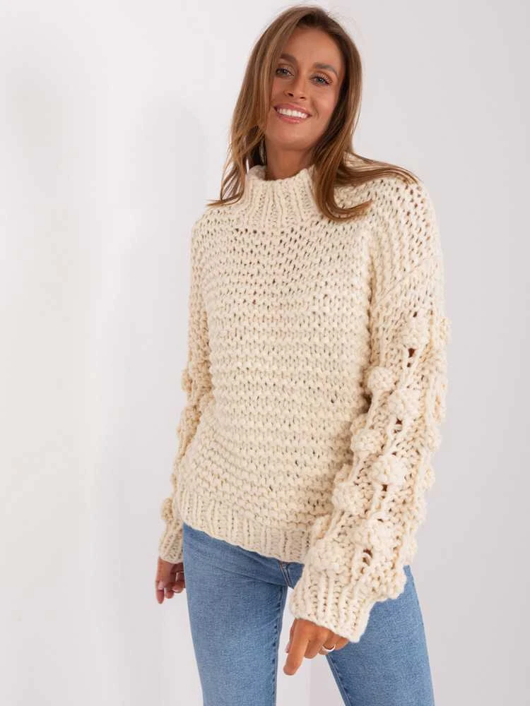 Wool Fashion Italia Megztinis-AT-SW-2382.97P-šviesiai smėlio spalvos