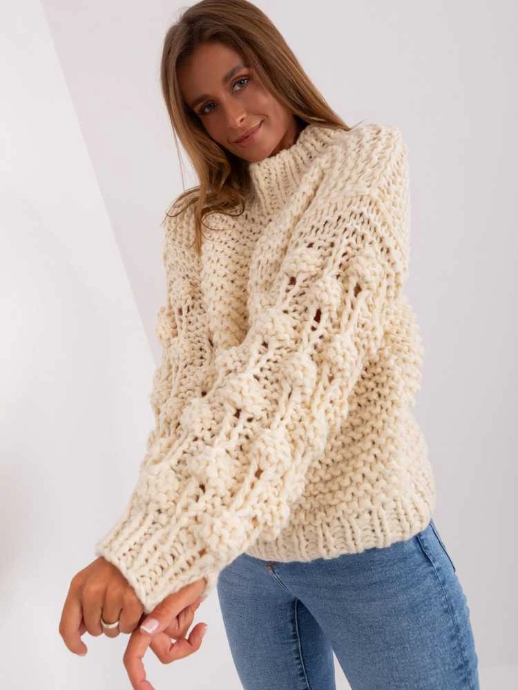 Wool Fashion Italia Megztinis-AT-SW-2382.97P-šviesiai smėlio spalvos