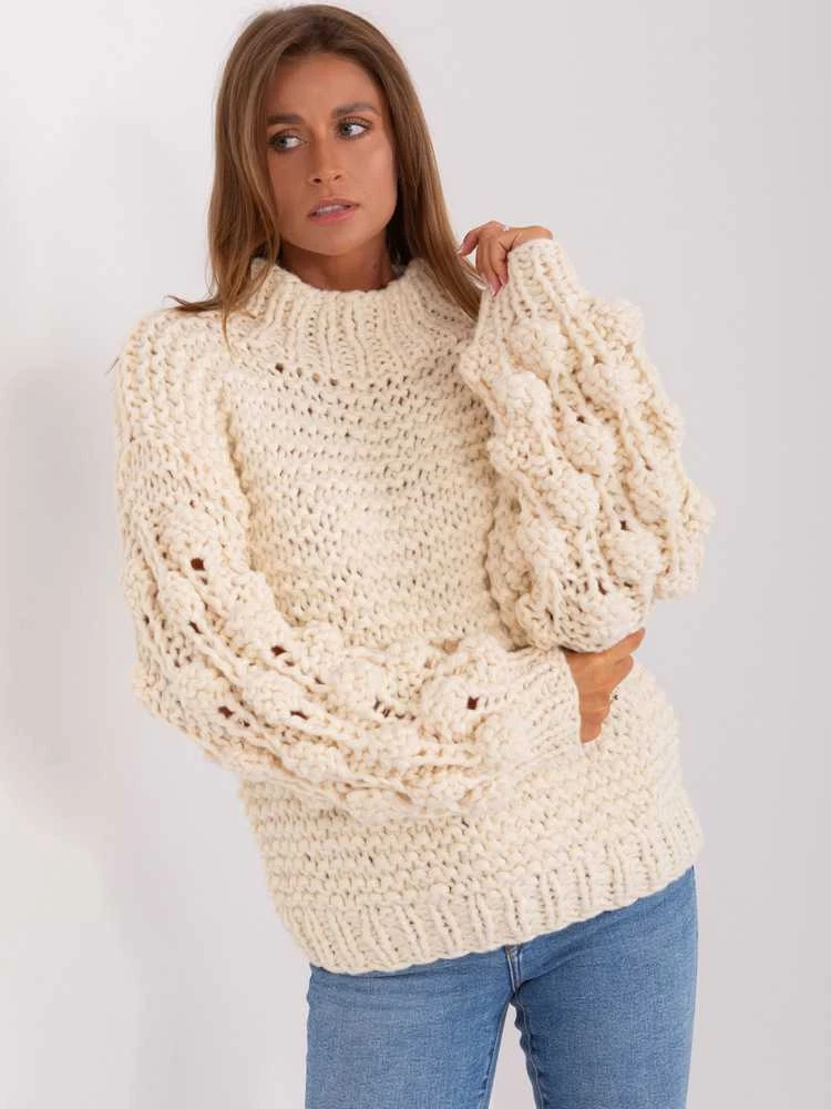 Wool Fashion Italia Megztinis-AT-SW-2382.97P-šviesiai smėlio spalvos
