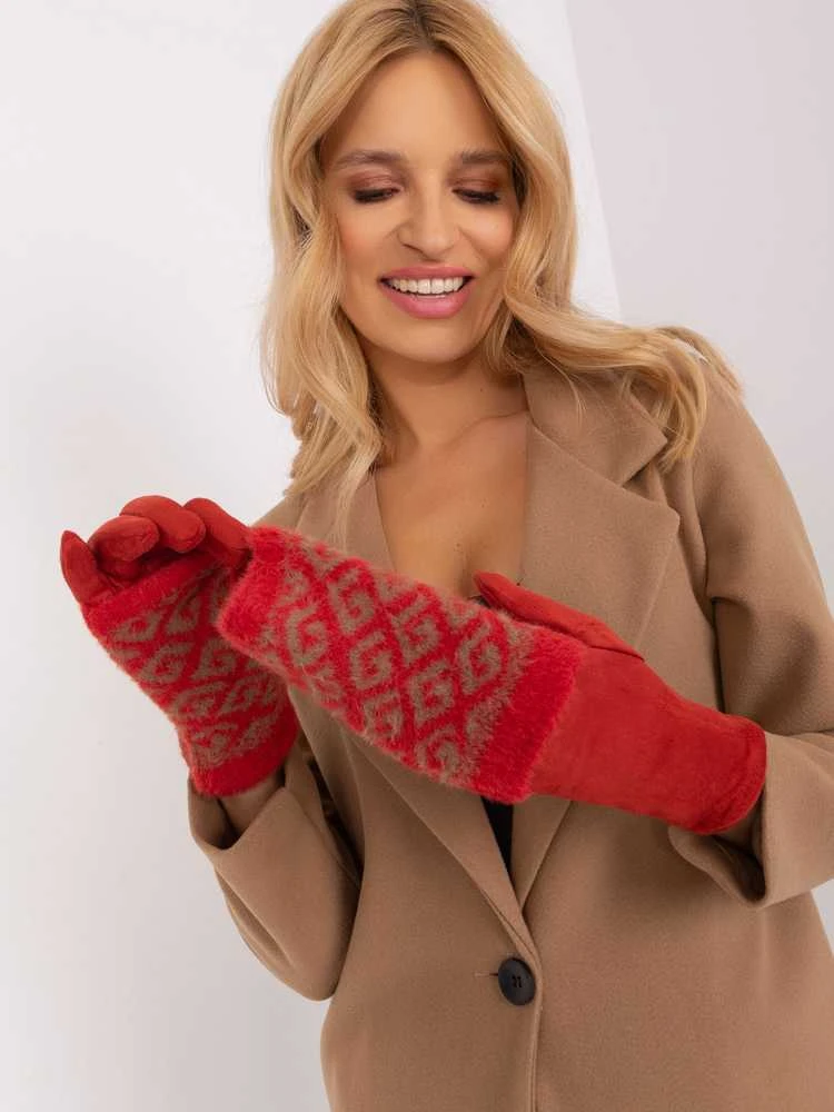 Wool Fashion Italia Pirštinės-AT-RK-2310.88-tamsiai oranžinės spalvos