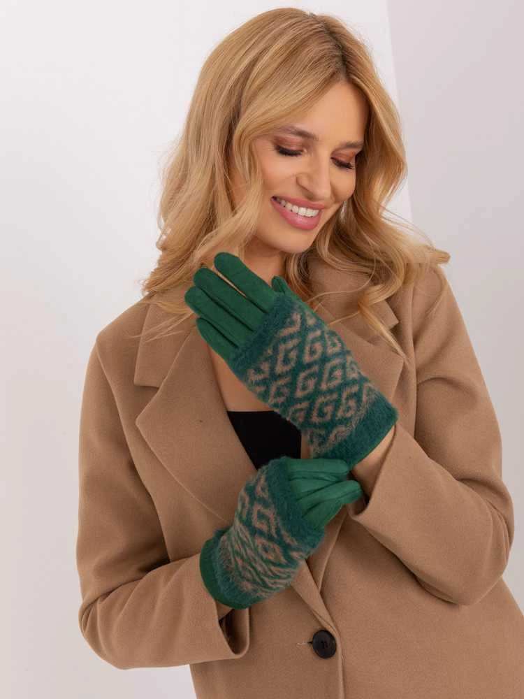 Wool Fashion Italia Pirštinės-AT-RK-2310.89-tamsiai žalia