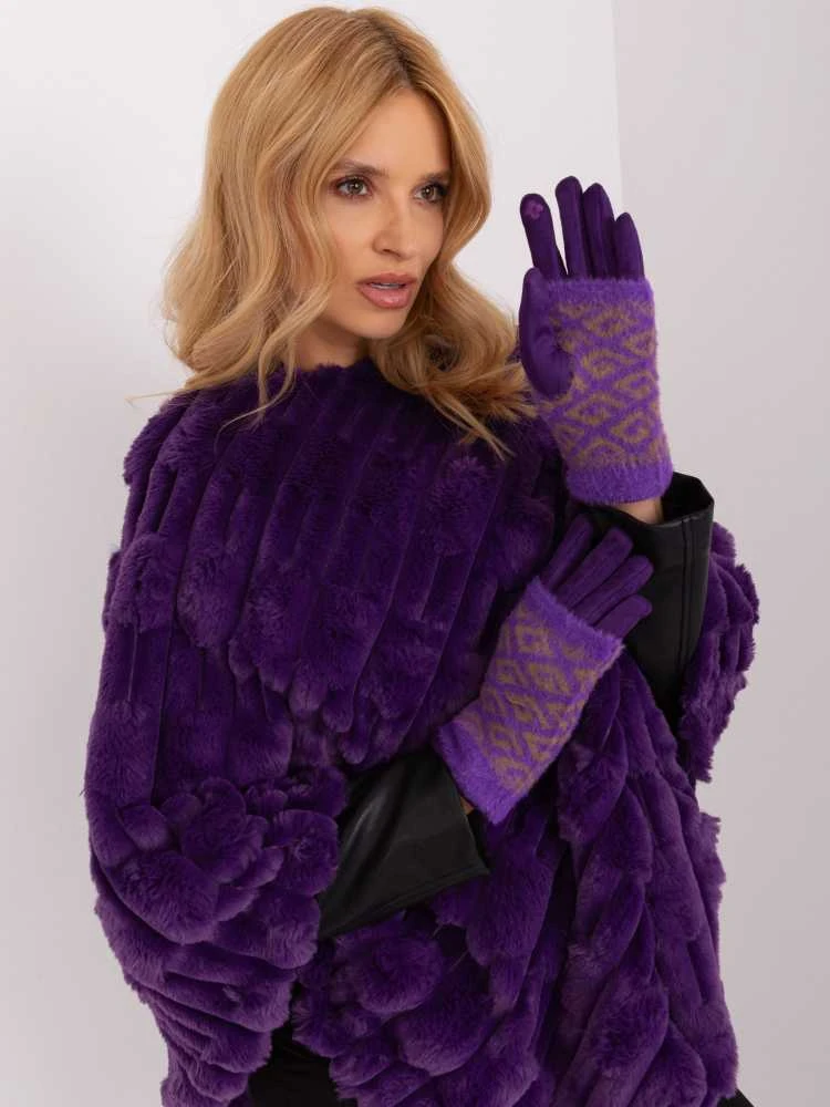 Wool Fashion Italia Pirštinės-AT-RK-2310.91-tamsiai violetinė
