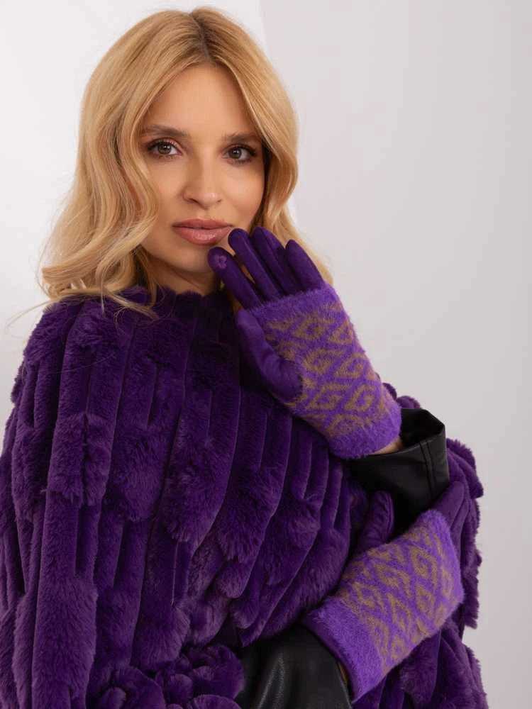 Wool Fashion Italia Pirštinės-AT-RK-2310.91-tamsiai violetinė