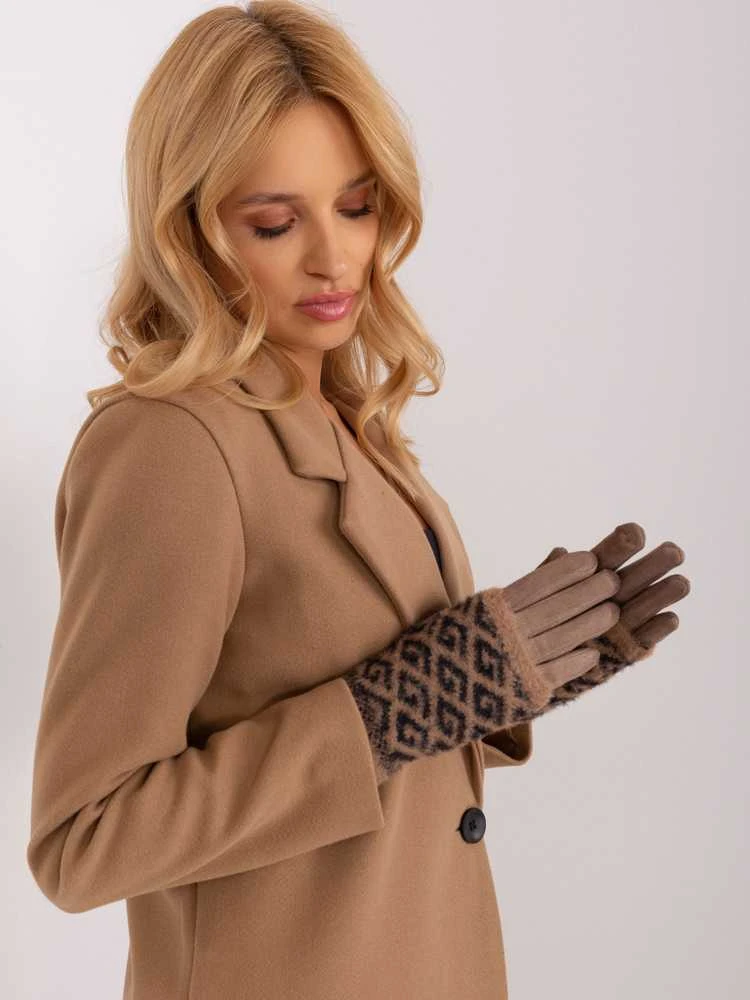 Wool Fashion Italia Pirštinės-AT-RK-2310.93-tamsiai smėlio spalvos