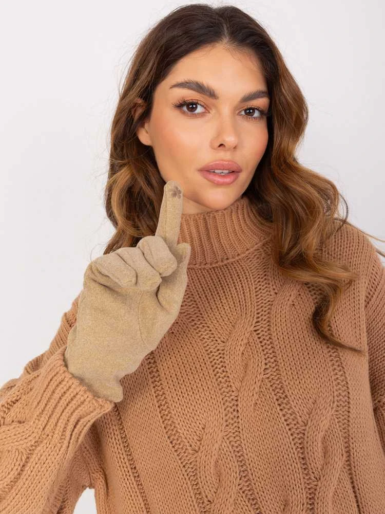 Wool Fashion Italia Pirštinės-AT-RK-231405.08X-tamsiai smėlio spalvos
