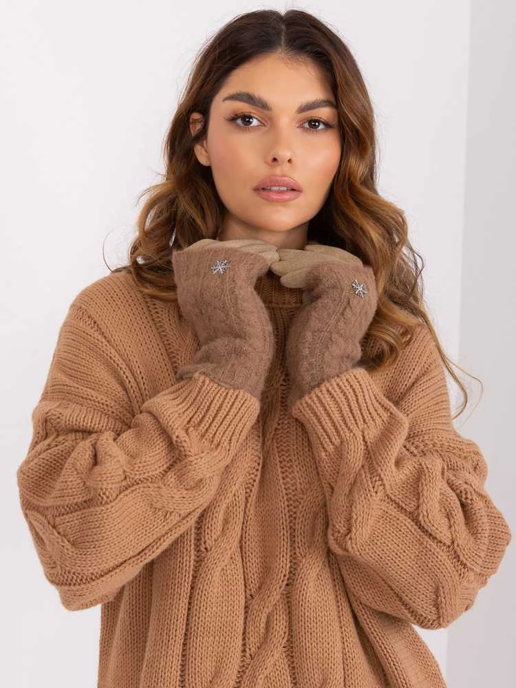 Wool Fashion Italia Pirštinės-AT-RK-231405.08X-tamsiai smėlio spalvos