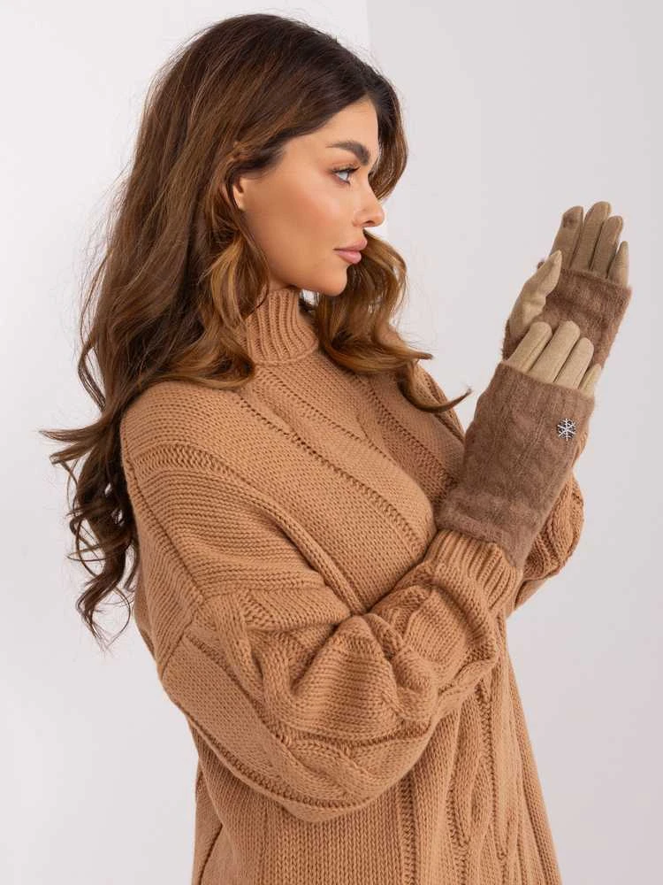 Wool Fashion Italia Pirštinės-AT-RK-231405.08X-tamsiai smėlio spalvos