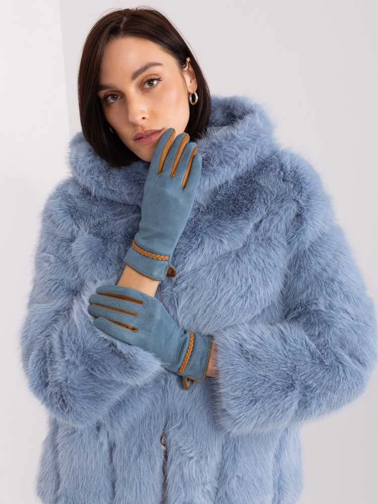 Wool Fashion Italia Pirštinės-AT-RK-238601.25P-pilka-mėlyna