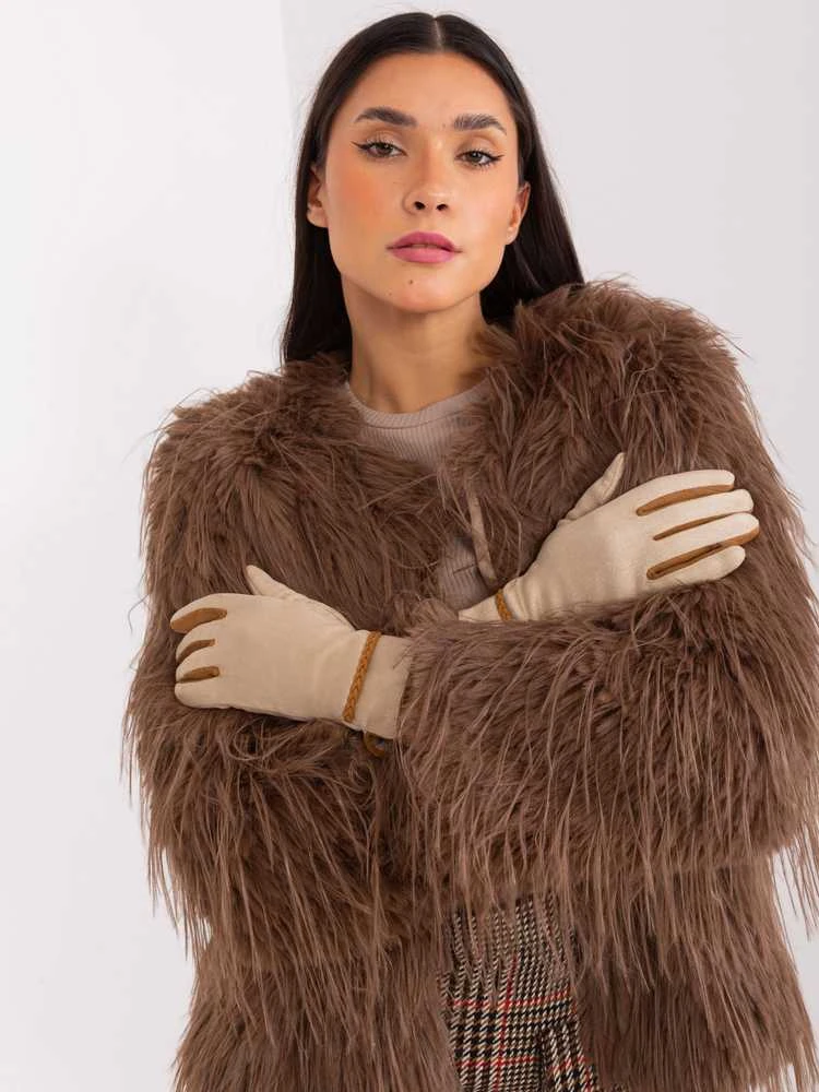 Wool Fashion Italia Pirštinės-AT-RK-238601.25P-smėlio spalvos