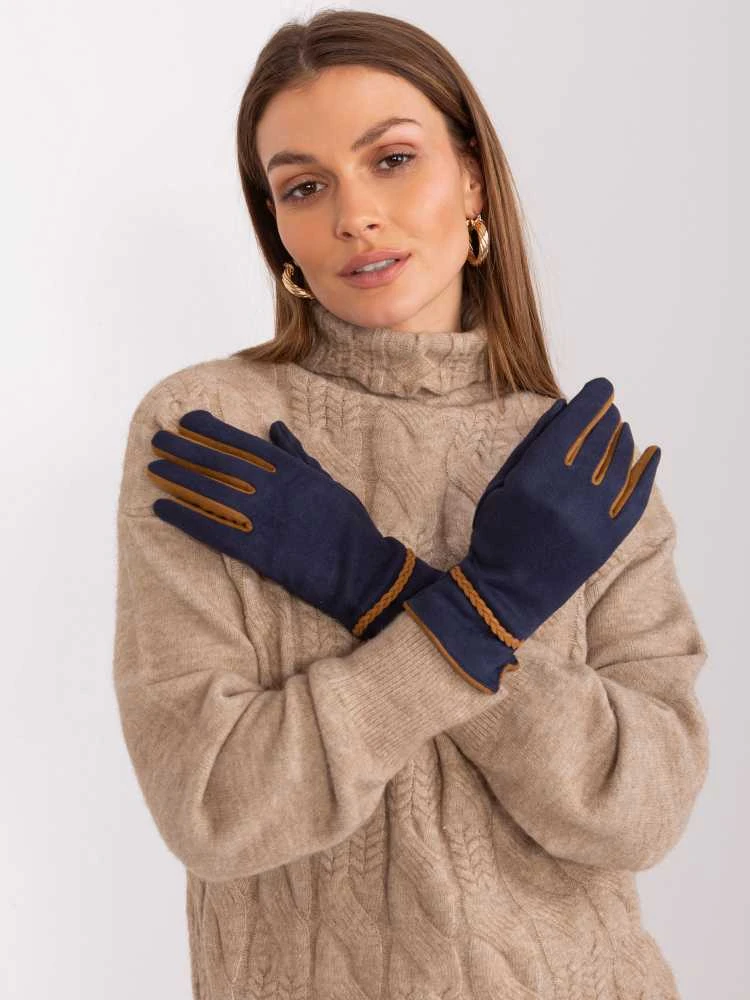 Wool Fashion Italia Pirštinės-AT-RK-238601.31P-mėlynos spalvos