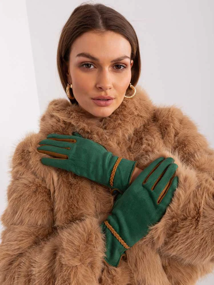 Wool Fashion Italia Pirštinės-AT-RK-238601.98-tamsiai žalia