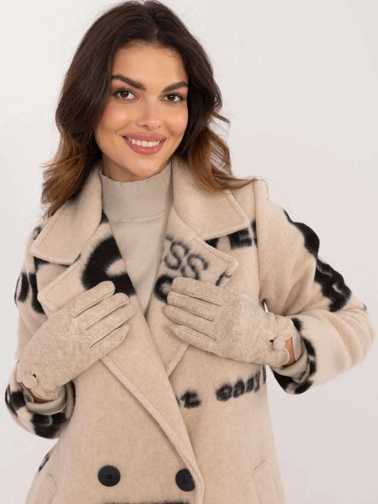 Wool Fashion Italia Pirštinės-AT-RK-23903.55-smėlio spalvos