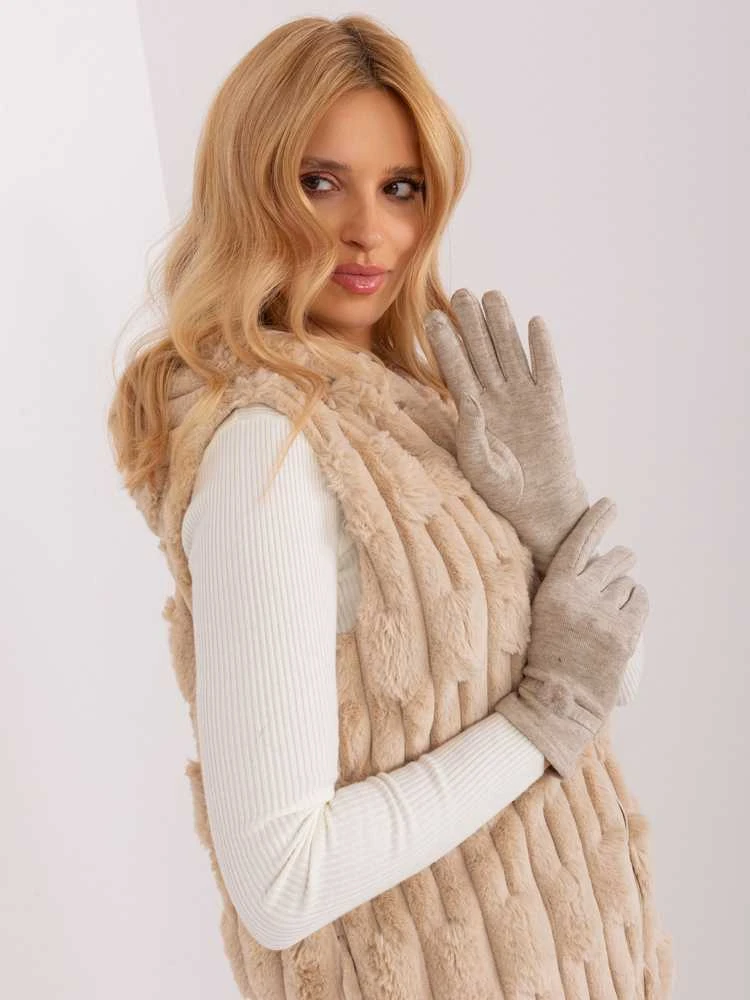 Wool Fashion Italia Pirštinės-AT-RK-23904.27-smėlio spalvos
