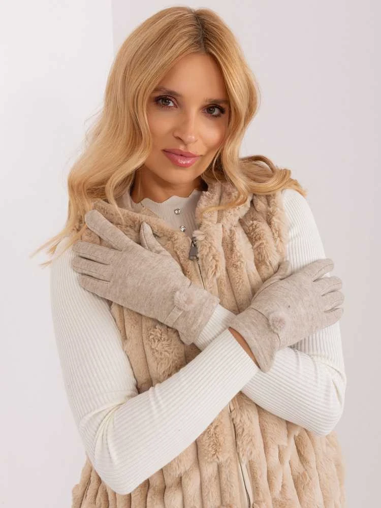 Wool Fashion Italia Pirštinės-AT-RK-23904.27-smėlio spalvos