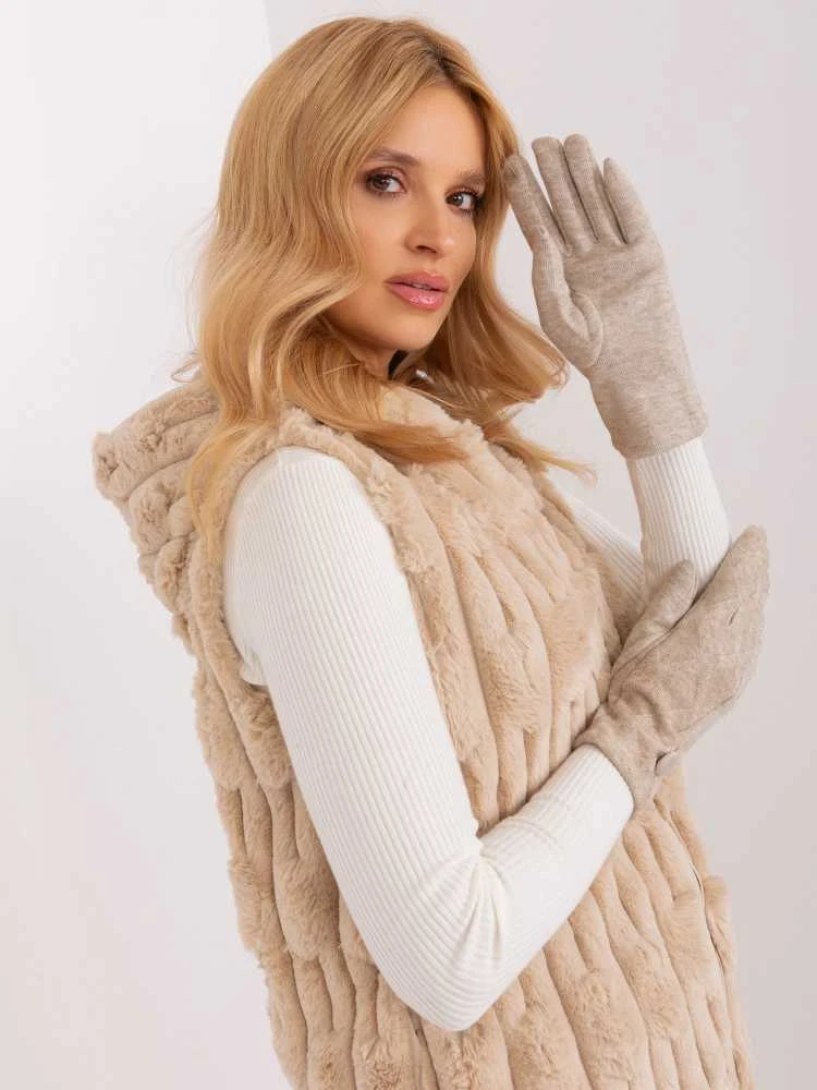 Wool Fashion Italia Pirštinės-AT-RK-239501.10-smėlio spalvos