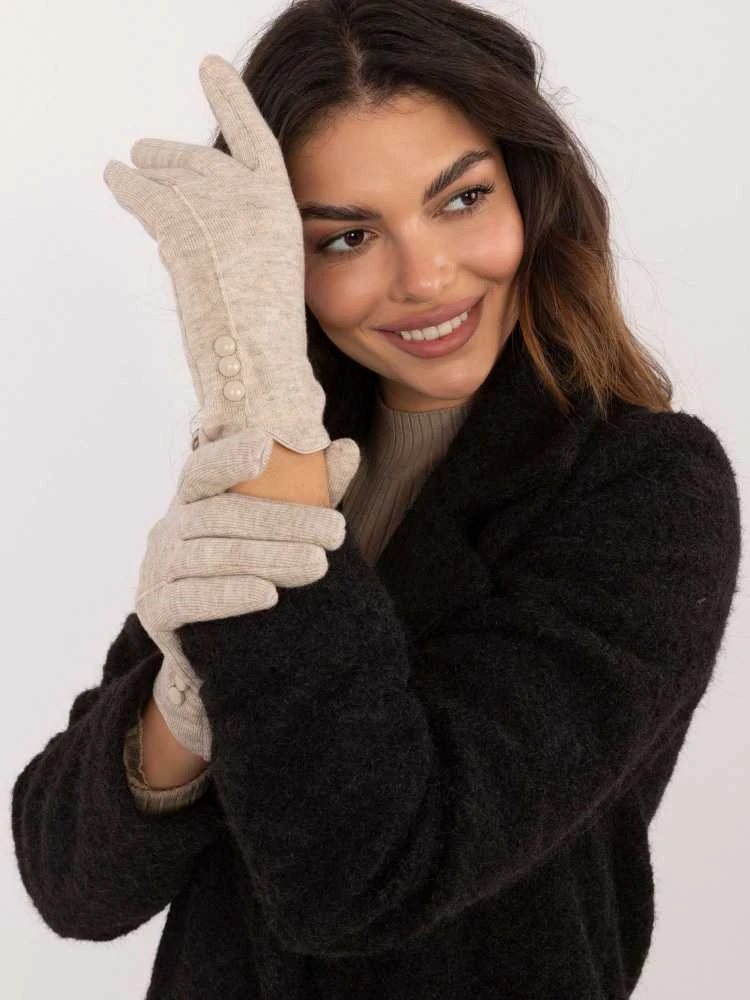 Wool Fashion Italia Pirštinės-AT-RK-239503.31-smėlio spalvos