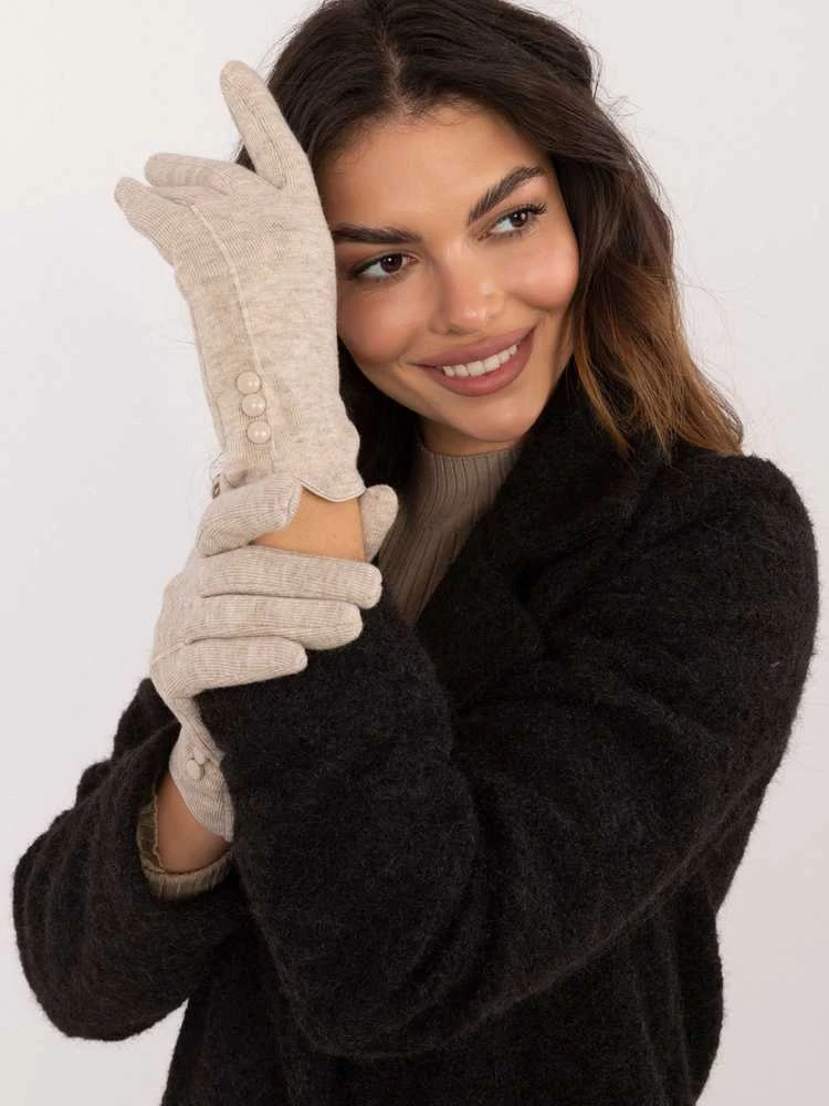 Wool Fashion Italia Pirštinės-AT-RK-239503.31-smėlio spalvos