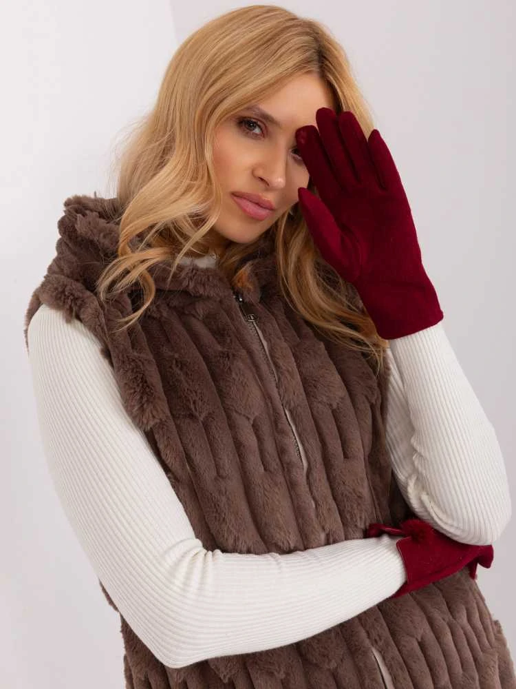 Wool Fashion Italia Pirštinės-AT-RK-239506.98-bordo