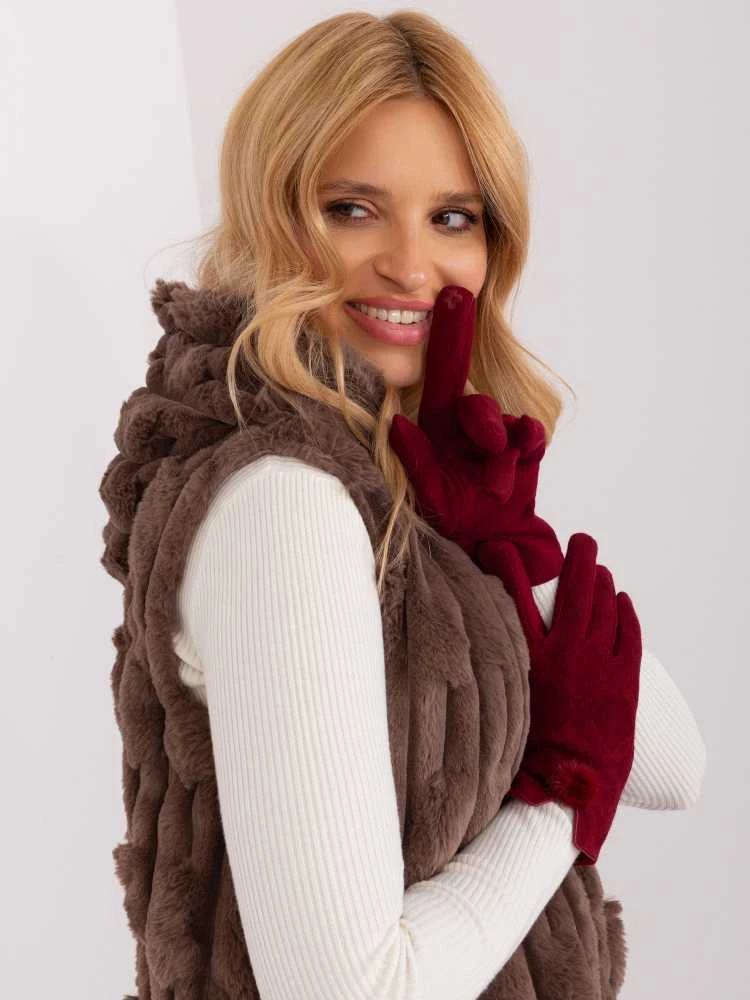 Wool Fashion Italia Pirštinės-AT-RK-239506.98-bordo