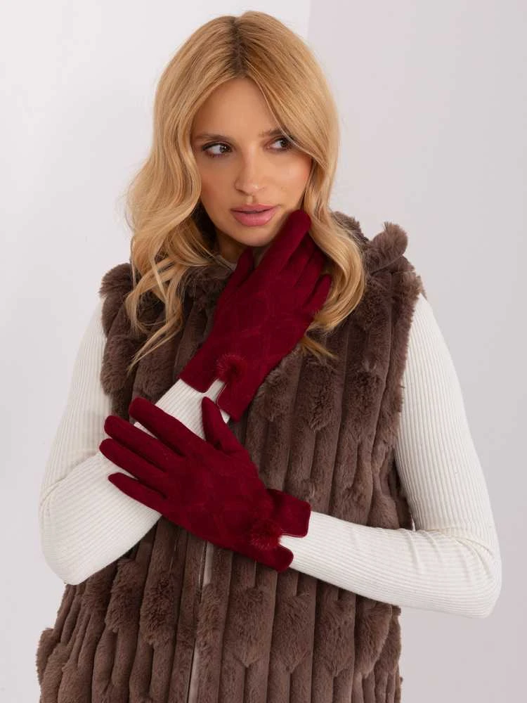 Wool Fashion Italia Pirštinės-AT-RK-239506.98-bordo