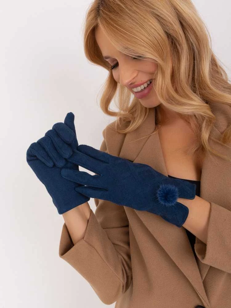 Wool Fashion Italia Pirštinės-AT-RK-239506.98-mėlynos spalvos