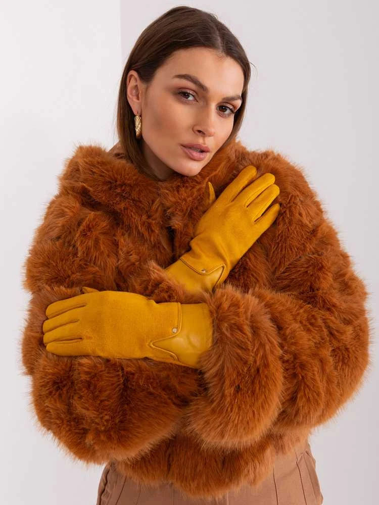 Wool Fashion Italia Pirštinės-AT-RK-239507.26P-tamsiai geltonos