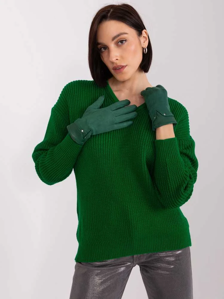 Wool Fashion Italia Pirštinės-AT-RK-239507.53P-ciemny žalia