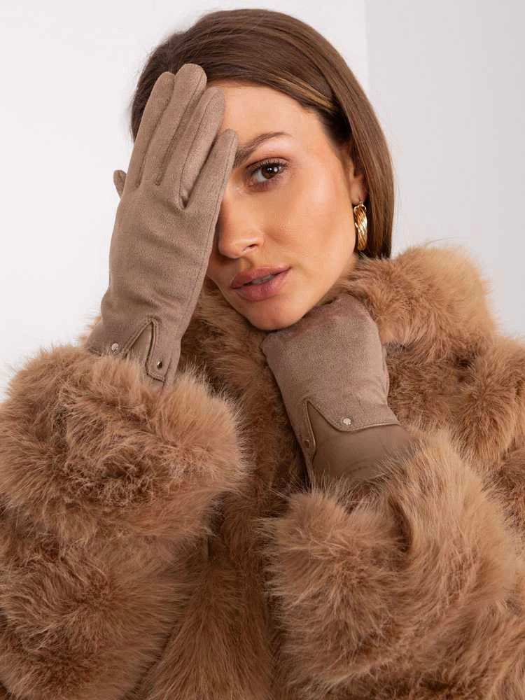 Wool Fashion Italia Pirštinės-AT-RK-239507.53P-tamsiai smėlio spalvos