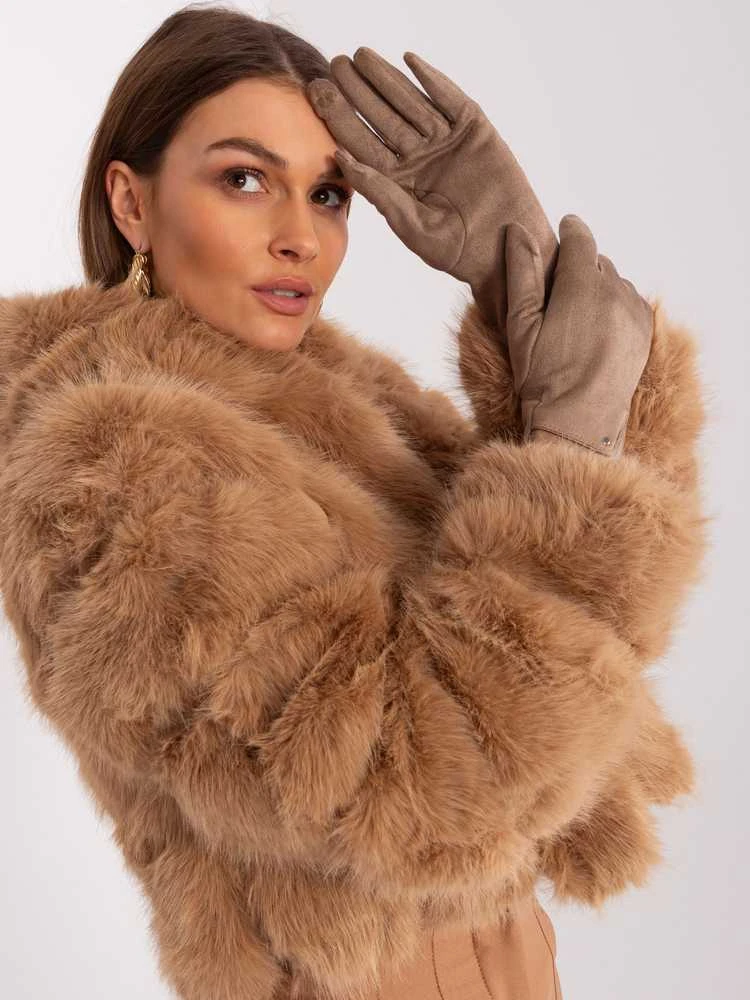 Wool Fashion Italia Pirštinės-AT-RK-239507.53P-tamsiai smėlio spalvos
