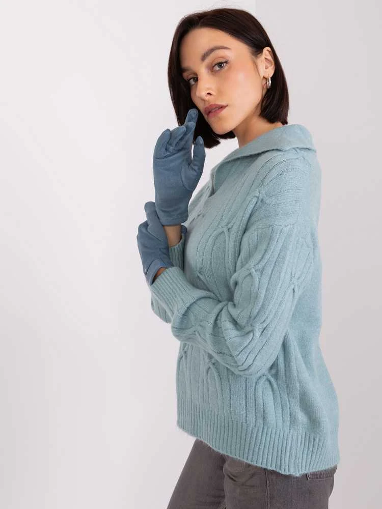 Wool Fashion Italia Pirštinės-AT-RK-239507.94P-pilka-mėlyna