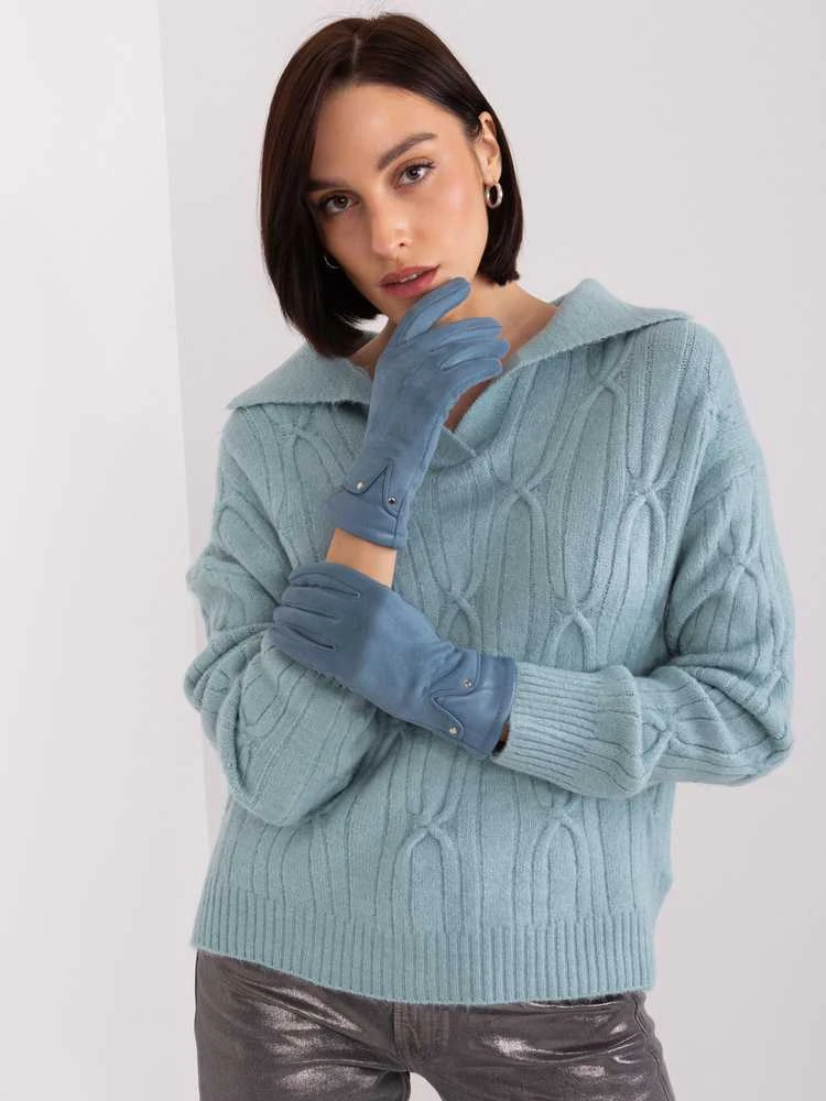 Wool Fashion Italia Pirštinės-AT-RK-239507.94P-pilka-mėlyna