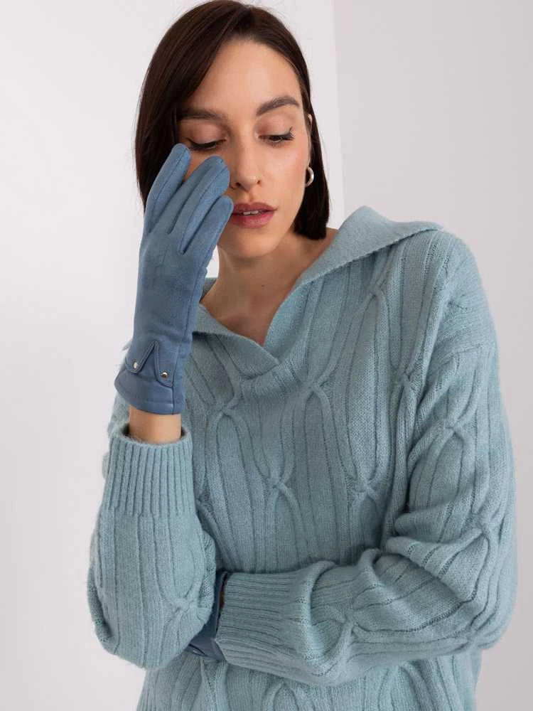 Wool Fashion Italia Pirštinės-AT-RK-239507.94P-pilka-mėlyna