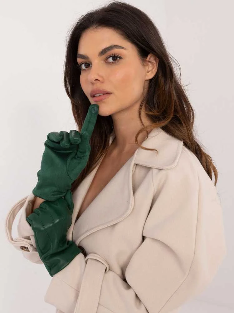 Wool Fashion Italia Pirštinės-AT-RK-239804.86-tamsiai žalia