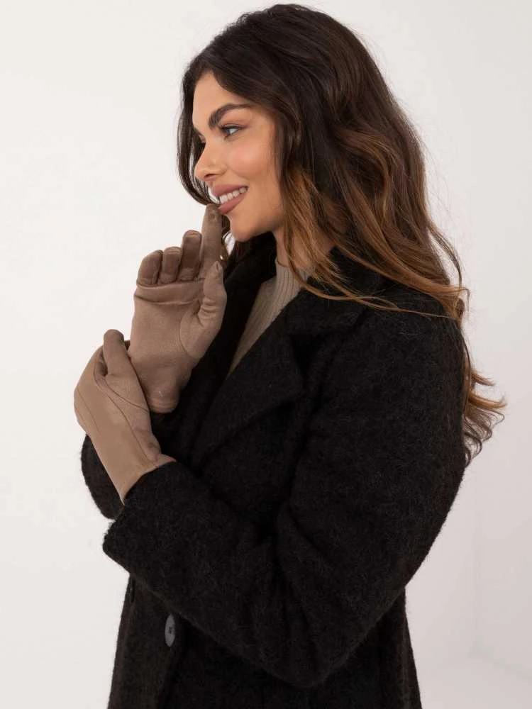 Wool Fashion Italia Pirštinės-AT-RK-239804.86-tamsiai smėlio spalvos