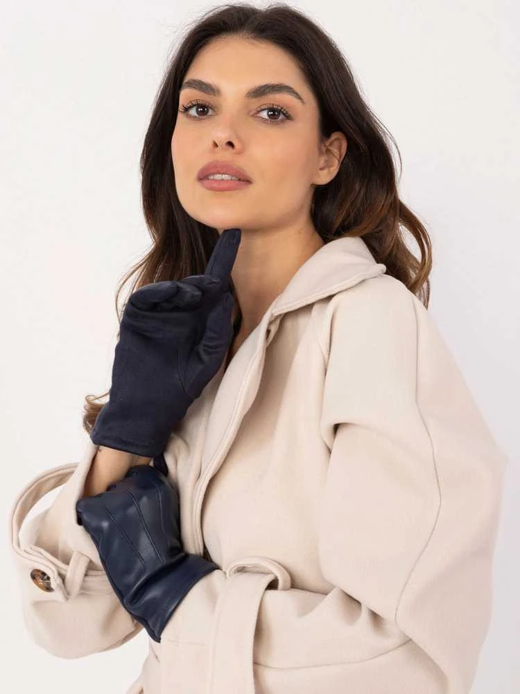 Wool Fashion Italia Pirštinės-AT-RK-239804.86-mėlynos spalvos