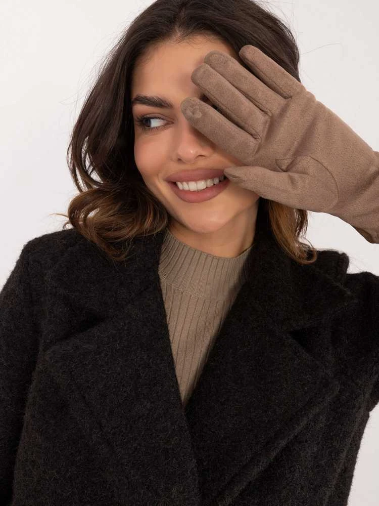 Wool Fashion Italia Pirštinės-AT-RK-239804.86-tamsiai smėlio spalvos