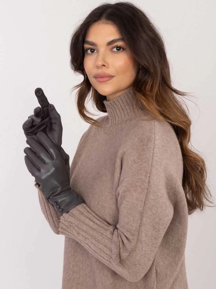 Wool Fashion Italia Pirštinės-AT-RK-239805.95-tamsiai pilkos