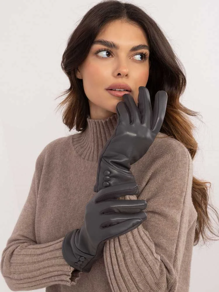 Wool Fashion Italia Pirštinės-AT-RK-239805.95-tamsiai pilkos