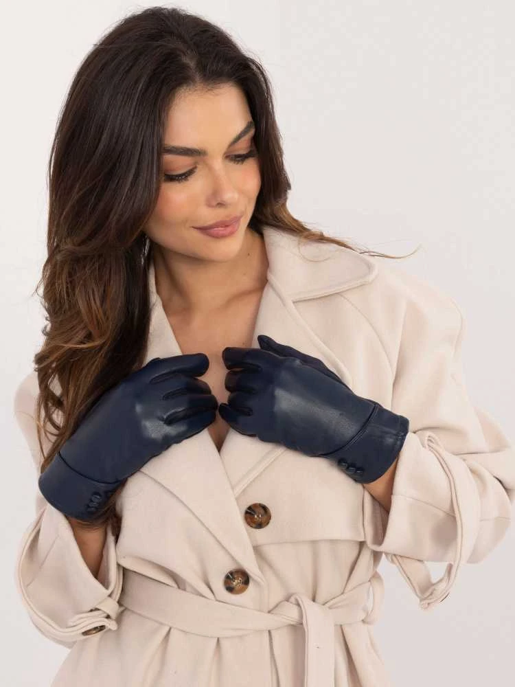 Wool Fashion Italia Pirštinės-AT-RK-239805.95-mėlynos spalvos