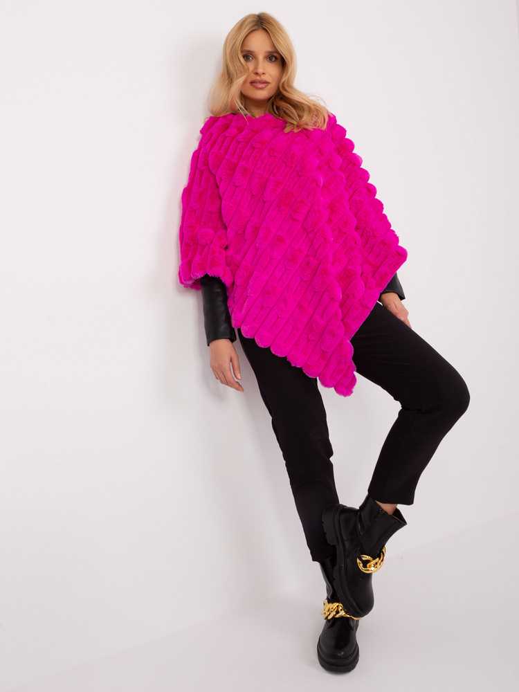 Wool Fashion Italia Pončas-AT-PN-2347.16-fuksija