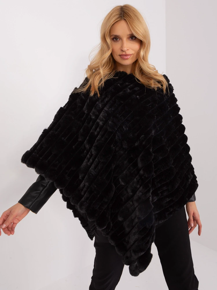 Wool Fashion Italia Poncho-AT-PN-2347.16-juoda