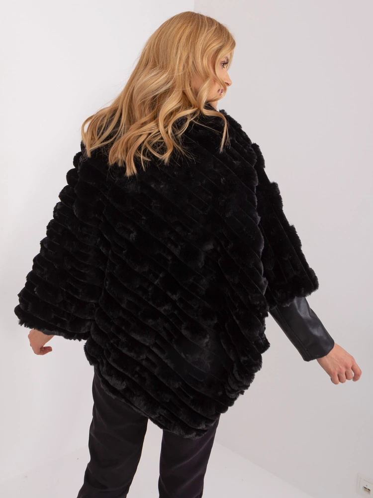 Wool Fashion Italia Poncho-AT-PN-2347.16-juoda