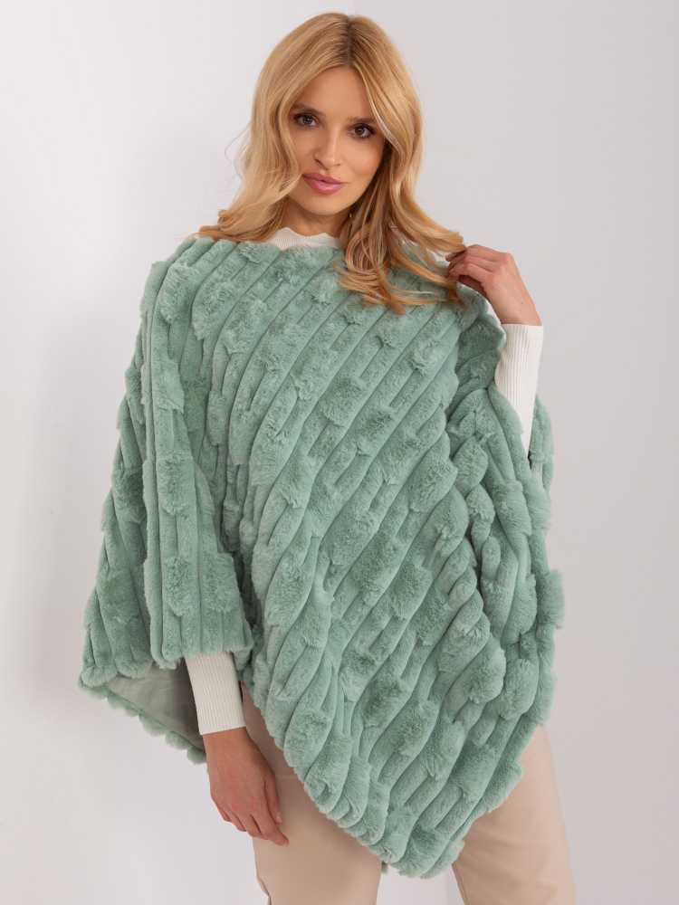 Wool Fashion Italia Pončas moterims AT-PN-2347.68, pistacijų spalvos