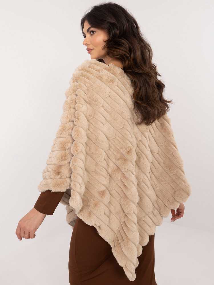 Wool Fashion Italia Pončas-AT-PN-2347.88-smėlio spalvos